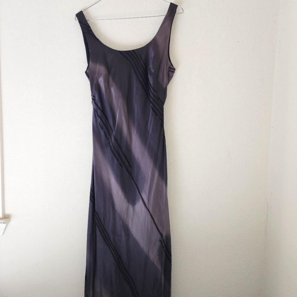 Rex Lester/Andrea Polizzi Black Grey Silver Silk Formal Evening Maxi Dress Sz 4